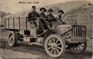 Postcard Men in Military Auto Truck