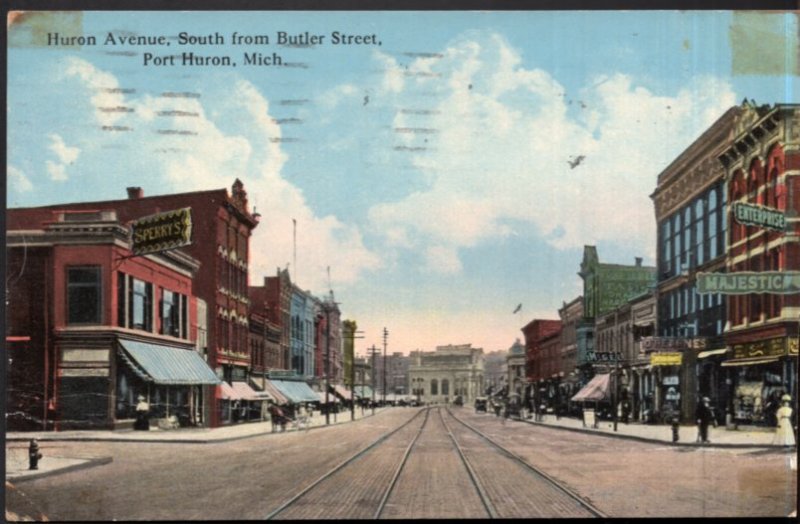 Michigan PORT HURON Street View Huron Ave South from Butler Street - pm1915 - DB