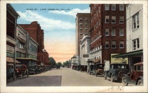 Lake Charles Louisiana LA Street Scene Vintage Postcard