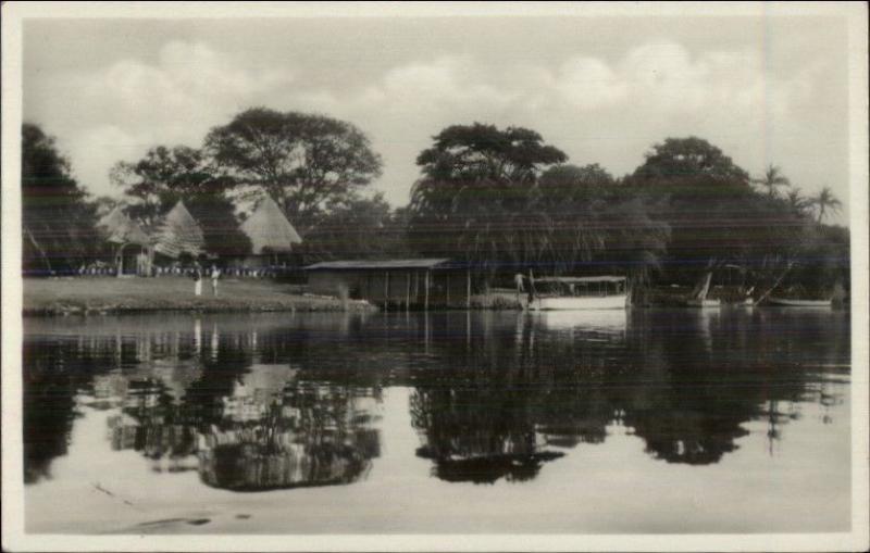 Boathouse on Zambesi River - Victoria Falls Real Photo Postcard