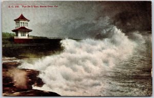 Vue De L'Eau Santa Cruz California CA Surf Waves Postcard