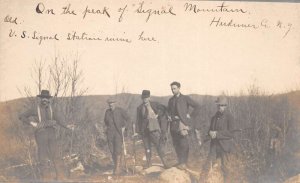 Herkimer County New York Hunters on Signal Mountain Real Photo Postcard AA70541