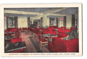 Biloxi Mississippi MS Postcard 1951 Hotel Buena Vista Interior View Marine Room