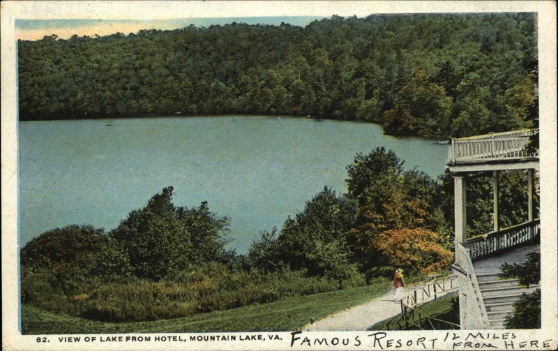 Mountain Lake Newport? Virginia Lake From Hotel Pearlsburg Cancel Postcard