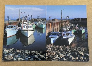 UNUSED  POSTCARD - HIGH TIDE / LOW TIDE, ALMA WHARF, ALMA, NEW BRUNSWICK, CANADA