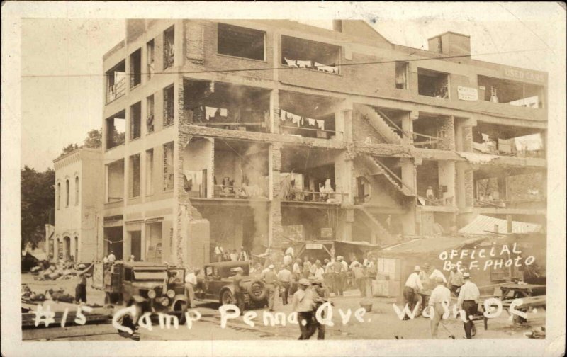 Washington DC Bonus Army BEF WWII Vets Great Depression 1932 RPPC #15 