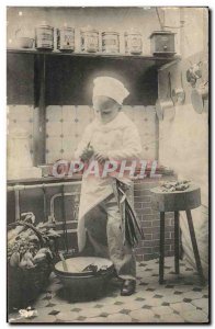 Postcard Old Kitchen Cook Children