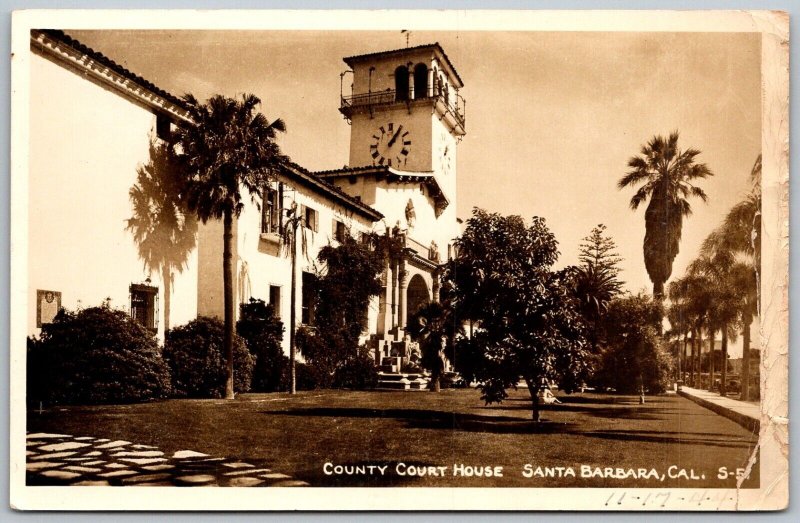 Santa Barbara California 1940s RPPC Real Photo Postcard County Court House