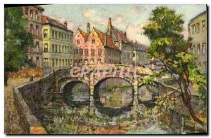 Old Postcard Bruges Le Pont des Augustins Bruges