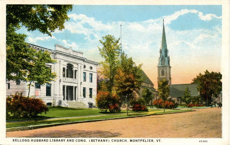 VT - Montpelier. Kellogg-Hubbard Library, Bethany Congregational Church