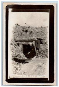 Reim France Postcard RPPC Photo WWI US Navy Sailor Dug Out Hole c1910's Antique