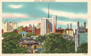 Vintage Postcard 1930's View of Skyline Louisville Kentucky K.Y.