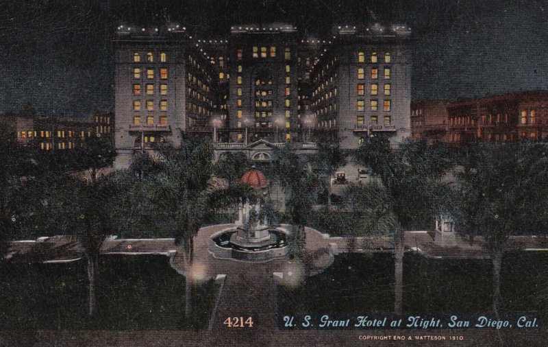 California San Diego U S Grant Hotel At Night