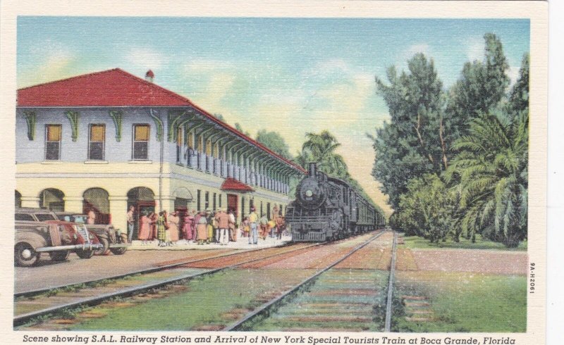 Florida Boca Grande Special Tourist Train At  Railway Station Curteich sk1519