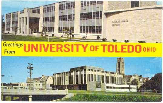 Building Views, Greetings from University of Toledo, Ohio, OH, Chrome