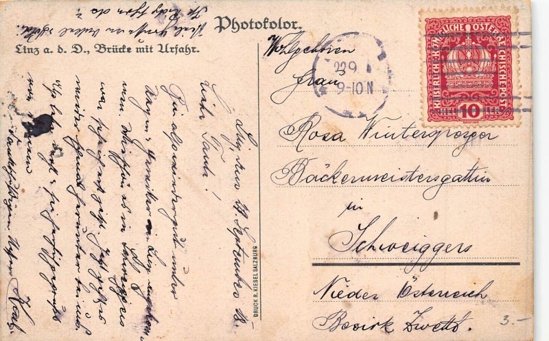 C035 Austria, Linz Bridge 1910 vintage postcard