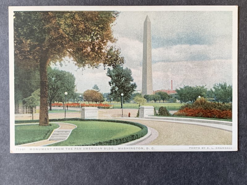 Monument From Pan American Bldg Washington D.C. Litho Postcard H1202083457