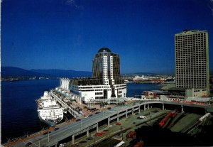 Canada Vancouver Cruise Ship Dock Alongside The Pan Pacific Hotel and Trade a...