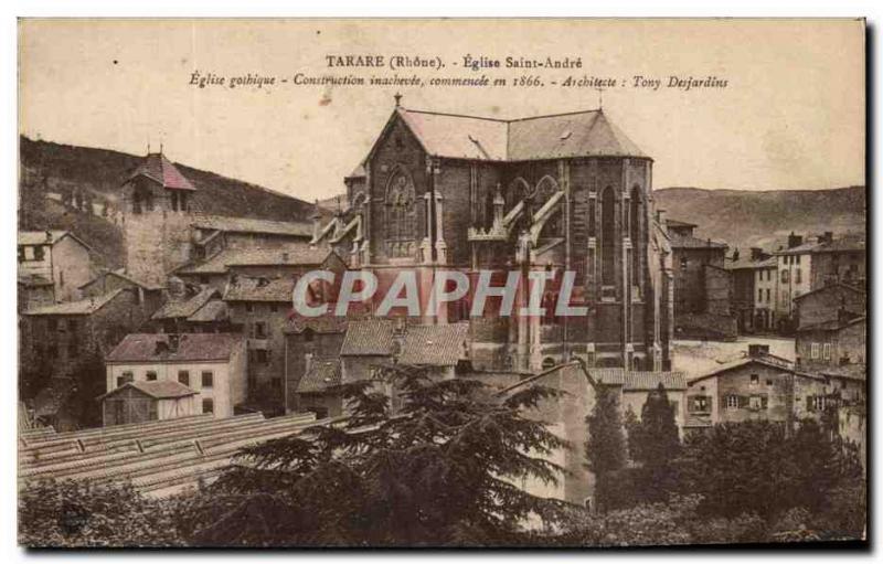 Postcard Tarare Old Church St. Andre Church Gothic construction unfinished