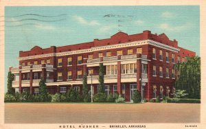 Vintage Postcard 1944 Hotel Rusher Coffe Shop Dining Room Brinkley Arkansas AR