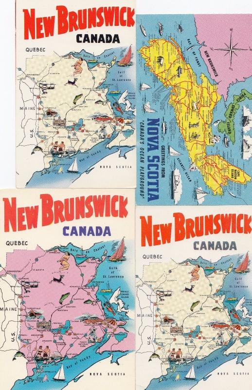 New Brunswick Canadian Map 4x Canada Postcard s