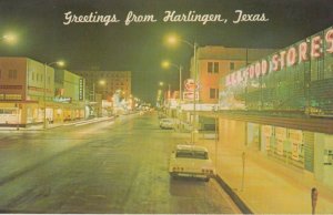 HARLINGEN , Texas, 1950-60s ; Main Street at Night