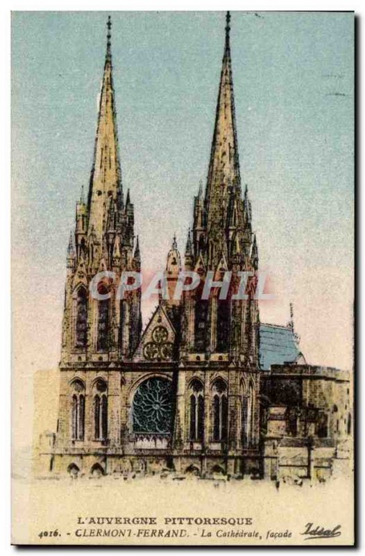 Clermont Ferrand Old Postcard The Cathedral Facade