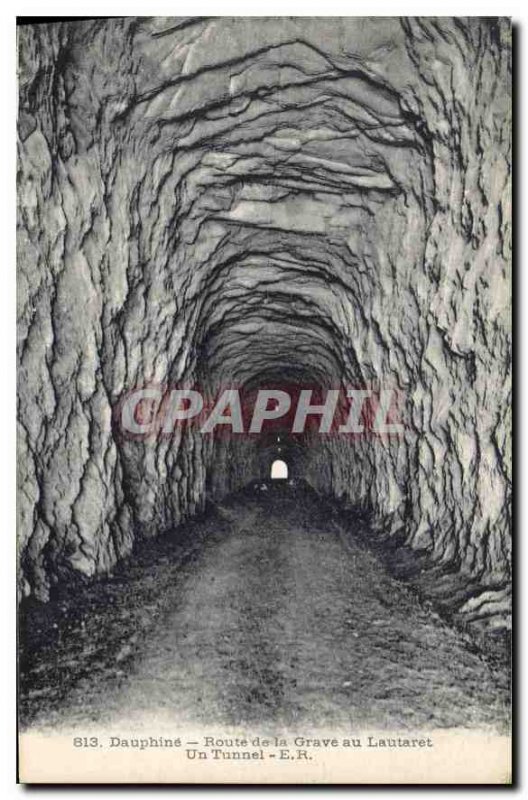 Old Postcard Dauphine Road Grave Lautaret in a tunnel