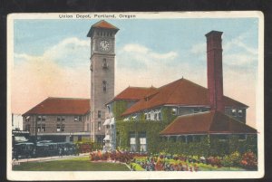 PORTLAND OREGON RAILROAD DEPOT TRAIN STATION VINTGE POSTCARD