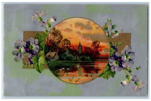 Waterloo Iowa IA Postcard Easter Church House Flowers Winsch Back Embossed 1909