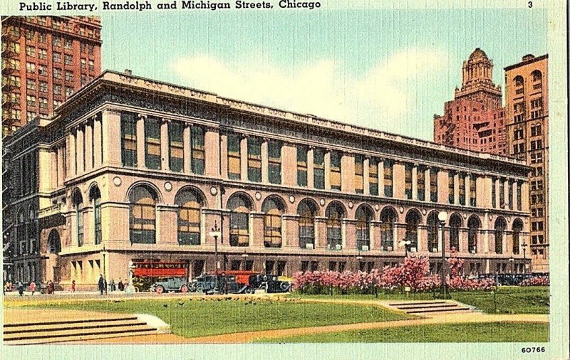 Public Library Randolph and Michigan Chicago Vintage Postcard Standard View Card 