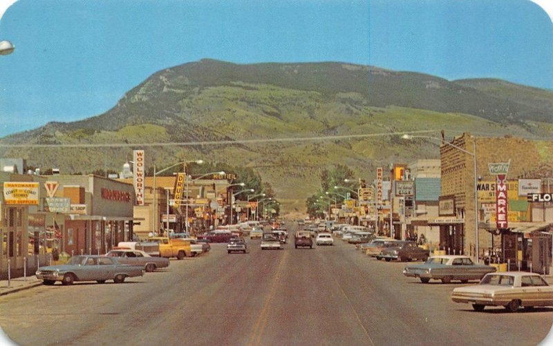 Cody, WY Wyoming  MAIN STREET SCENE  Hardware & Drug Stores~Woolworth  Postcard