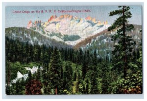 C1910 Castle Crags On The S.P.R California Oregon Route Postcard P148