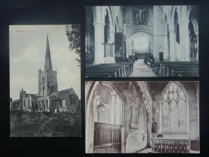 Oxfordshire Cotswolds 3 x BURFORD CHURCH Interior & Exterior - Old Postcards 