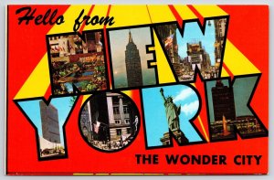 Hello From New York NY The Wonder City Buildings & Times Square Postcard