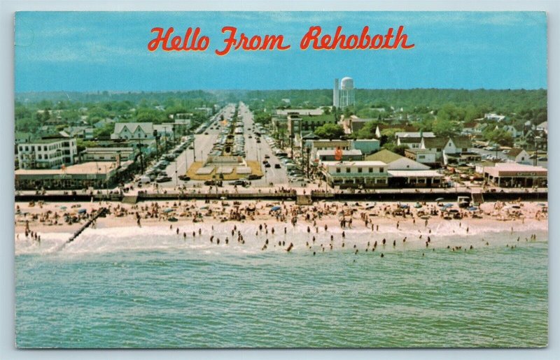 Postcard DE Rehoboth Beach Airview Band Stand Rehoboth Ave Boardwalk c1960s 2T10