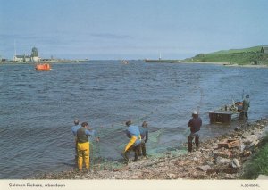 Scottish Salmon Fishers at Aberdeen Rare 1980s Postcard