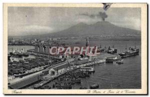 Postcard Old Napoli Il Porto Il Faro If Ed Vesuvio