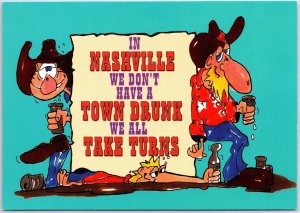 VINTAGE CONTINENTAL SIZE POSTCARD NASHVILLE TENNESSEE'S DRUNKS HUMOR