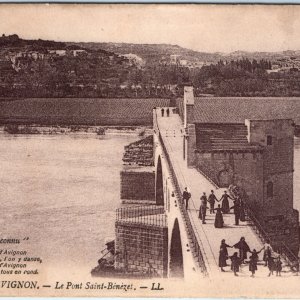 c1910s Avignon France Pont Saint Benezet Bridge People Ring Trail Air Connu A184