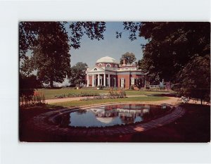 Postcard The West Front, showing pool, Monticello, Charlottesville, Virginia