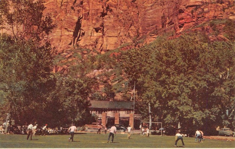 UT, Utah  ZION NATIONAL PARK & LODGE~Boys Playing Softball  ROADSIDE  Postcard