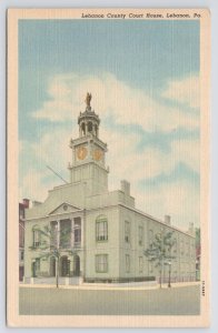 Linen~Lebanon County Court House Pennsylvania~Clock Tower~Torn Down 1965~Vtg PC