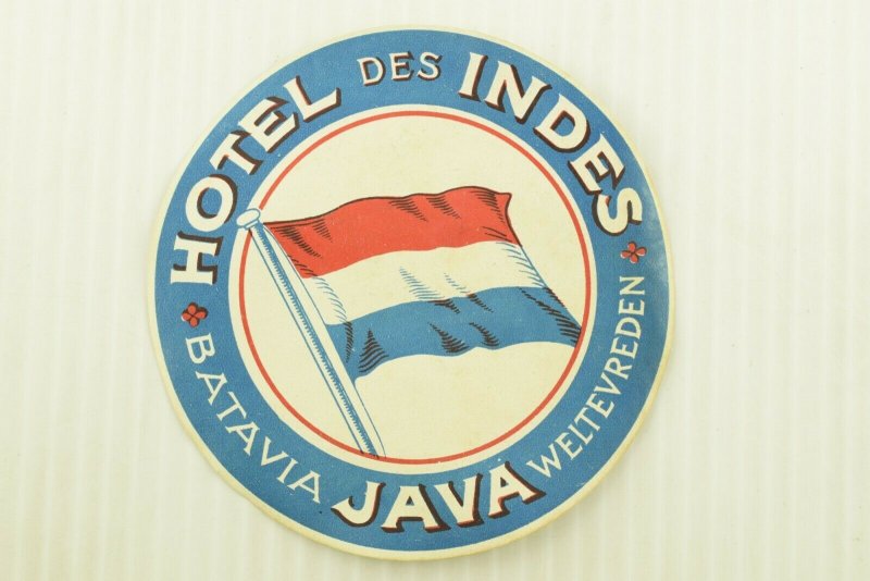 1920's Hotel Indes Java Luggage Label Vintage Original E33 