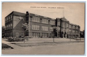 Columbus Nebraska Postcard Kramer High School Road c1940 Vintage Antique Artvue