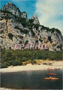 Modern Postcard Gorges of Ardeche Canoes on the River at the foot of the Rock...