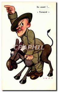 Old Postcard Illustrator Cass Forward Forward (militaria soldier riding horse)