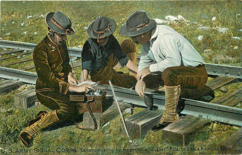 c1910 US Army Signal Corps Military Railroad Buzzer Communication Tuck Postcard