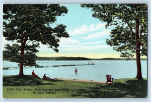 c1950's Lake James Bathing Tourists Pokagon State Park Indiana Vintage Postcard