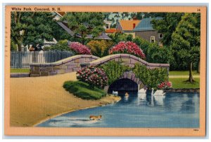 1946 Bridge Scene White Park Concord New Hampshire NH Vintage Posted Postcard 